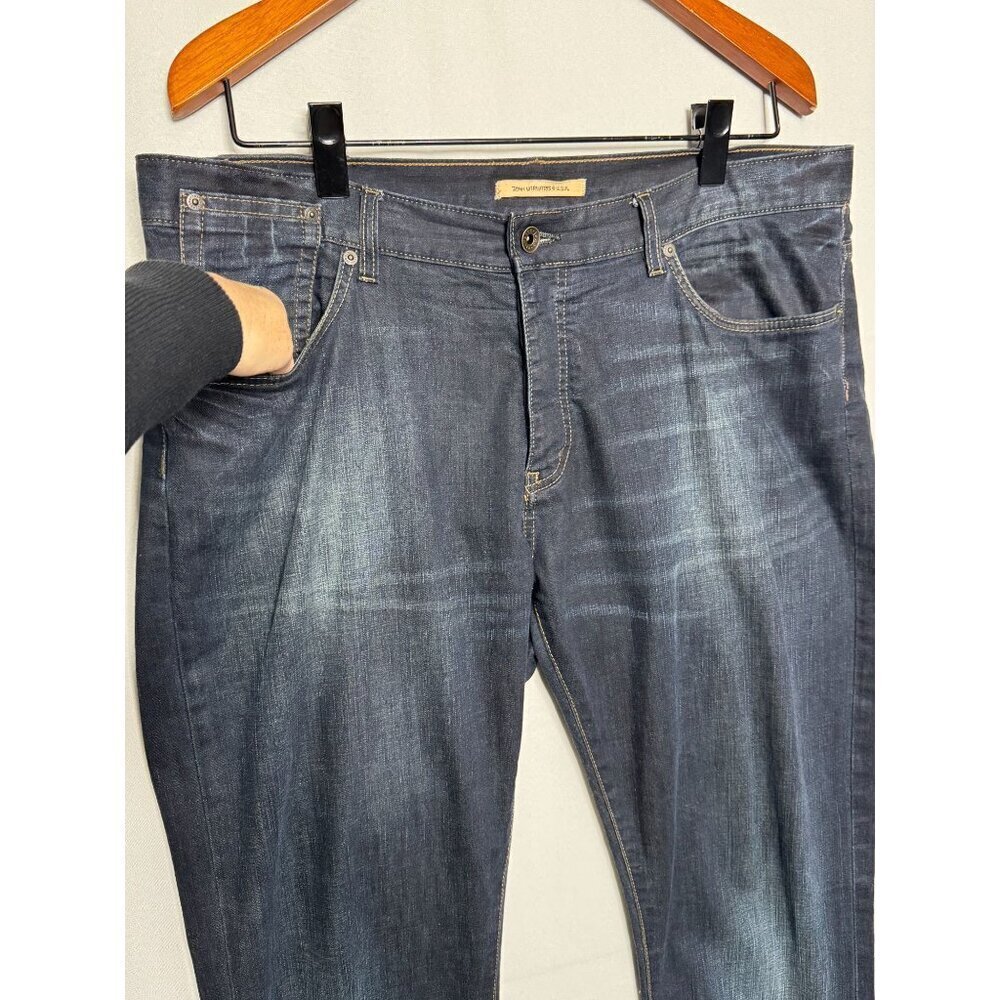 John Varvatos USA Dark Denim Straight Leg Button Front Bowery Jeans Size 36 X 35 - Picture 3 of 12